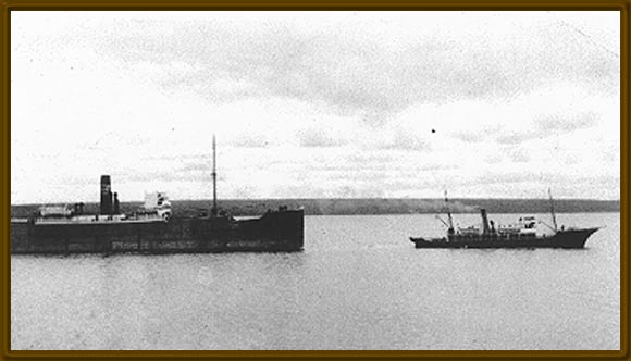 German freighter Christoph V. Doornum being towed into Botwood harbour, Sept. 11, 1939.
